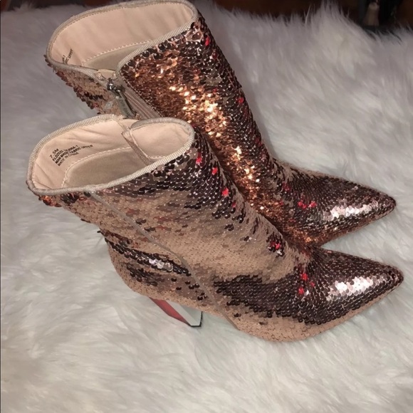 CAPE ROBBIN Rose Gold Sequins Heels - Picture 3 of 6
